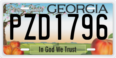 GA license plate PZD1796