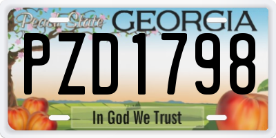 GA license plate PZD1798