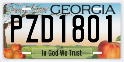 GA license plate PZD1801