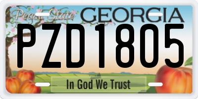 GA license plate PZD1805