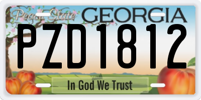 GA license plate PZD1812