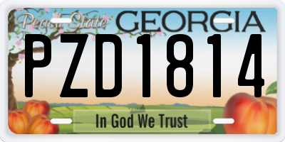 GA license plate PZD1814