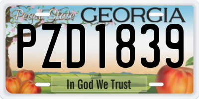 GA license plate PZD1839