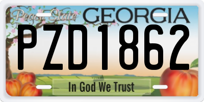 GA license plate PZD1862