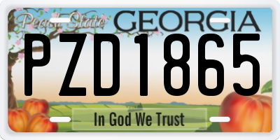 GA license plate PZD1865