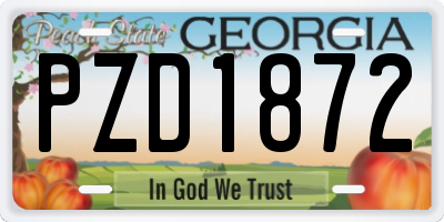 GA license plate PZD1872