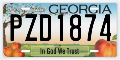 GA license plate PZD1874