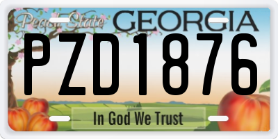 GA license plate PZD1876