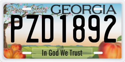 GA license plate PZD1892