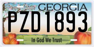 GA license plate PZD1893