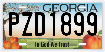 GA license plate PZD1899