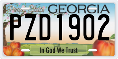 GA license plate PZD1902