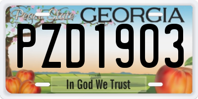GA license plate PZD1903