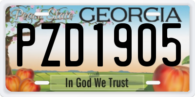 GA license plate PZD1905