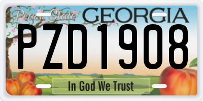 GA license plate PZD1908