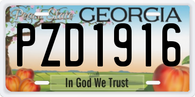 GA license plate PZD1916