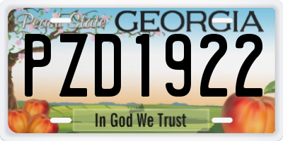 GA license plate PZD1922
