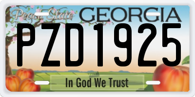 GA license plate PZD1925