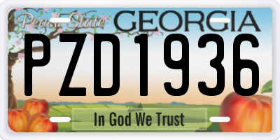 GA license plate PZD1936