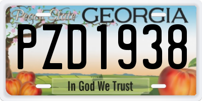 GA license plate PZD1938