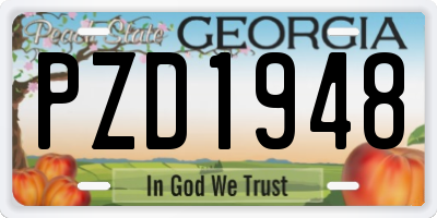 GA license plate PZD1948