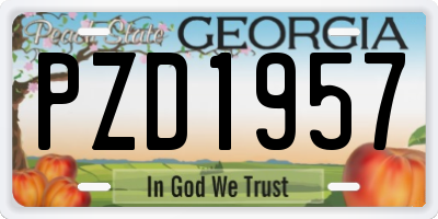 GA license plate PZD1957