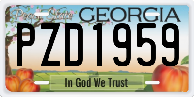 GA license plate PZD1959