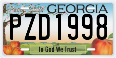 GA license plate PZD1998