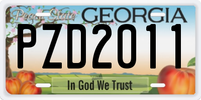 GA license plate PZD2011