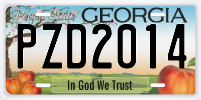 GA license plate PZD2014