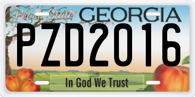 GA license plate PZD2016
