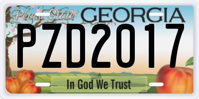 GA license plate PZD2017