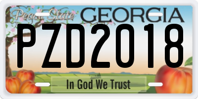 GA license plate PZD2018
