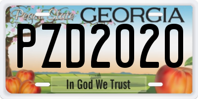GA license plate PZD2020