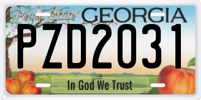 GA license plate PZD2031