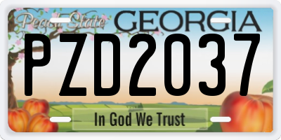 GA license plate PZD2037