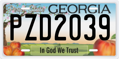 GA license plate PZD2039