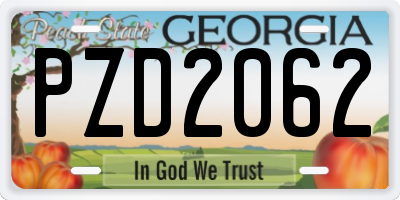 GA license plate PZD2062