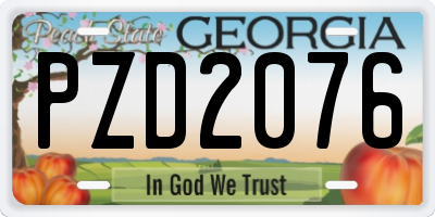 GA license plate PZD2076