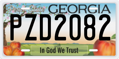 GA license plate PZD2082