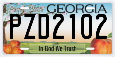 GA license plate PZD2102