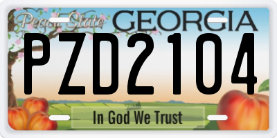 GA license plate PZD2104