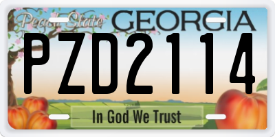 GA license plate PZD2114