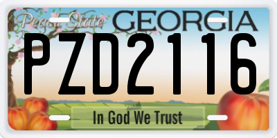 GA license plate PZD2116