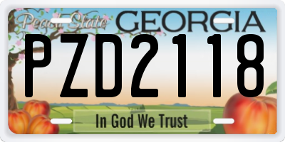 GA license plate PZD2118