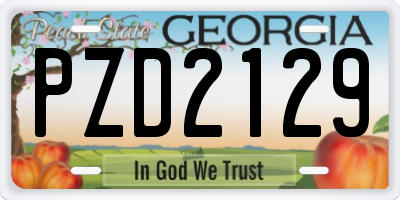 GA license plate PZD2129