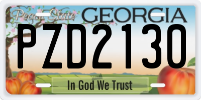 GA license plate PZD2130