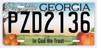 GA license plate PZD2136