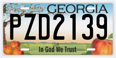 GA license plate PZD2139