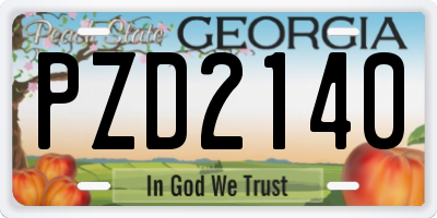 GA license plate PZD2140